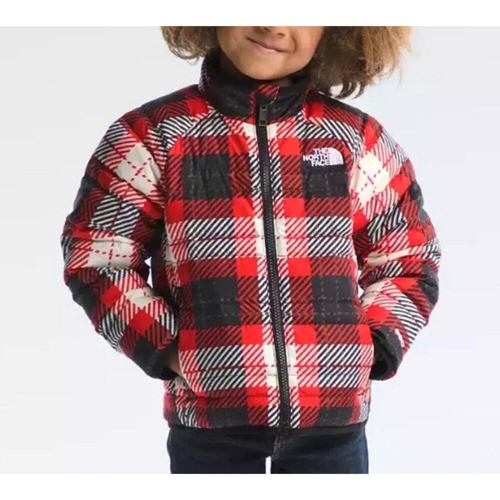 NWT The North Face Unisex Roxborough Plaid Down Jacket Outdoor Red Black Size 3‎